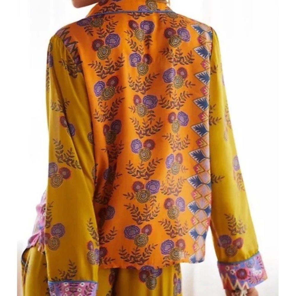 By Anthropologie Long Sleeve Patchwork Floral Button Shirt Multicolor Top Size S - Picture 9 of 9